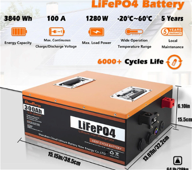 Cloudenergy 12V 300Ah LiFePO4 Battery Pack Backup Power - 1