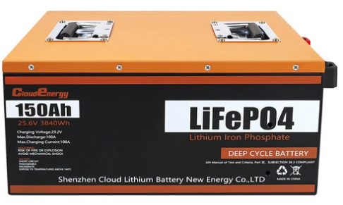 Cloudenergy 24V 150Ah LiFePO4 Battery Pack Backup Power - 0