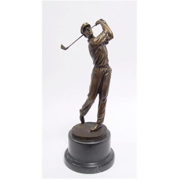 brons beeld van een golfer,golf - 0