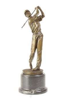 brons beeld van een golfer,golf - 1