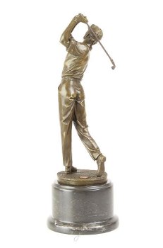 brons beeld van een golfer,golf - 4