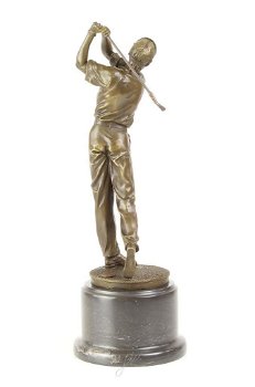 brons beeld van een golfer,golf - 5