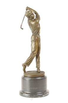 brons beeld van een golfer,golf - 7