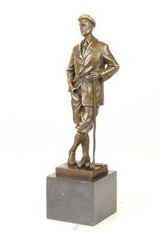 bronzen sculptuur van een golfer , golf - 1