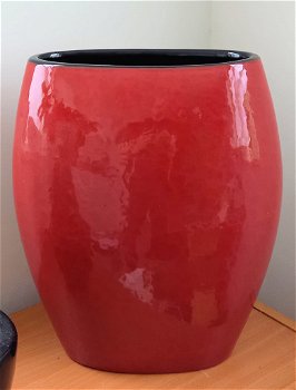 Grote ovale vaas - rood circa 38 cm hoog - 2