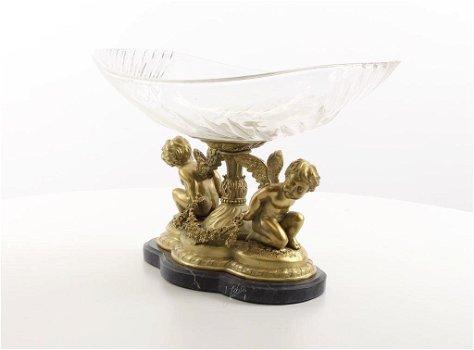 Een bronzen beeld ,2 engelen ,glas, engel - 1