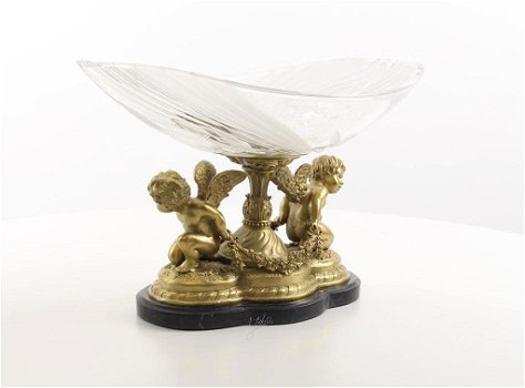 Een bronzen beeld ,2 engelen ,glas, engel - 3
