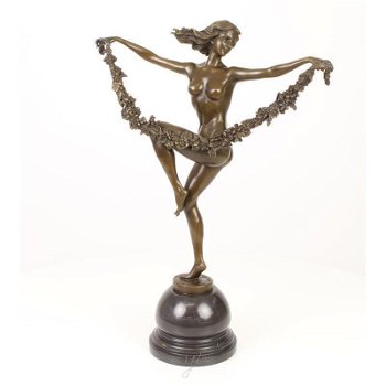 brons beeld , dansende pikante dame - 0