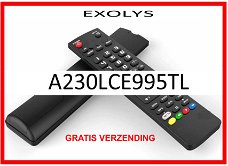 Vervangende afstandsbediening voor de A230LCE995TL van EXOLYS.