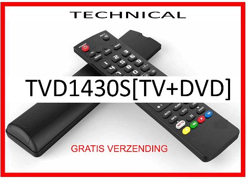 Vervangende afstandsbediening voor de TVD1430S[TV+DVD] van TECHNICAL. - 0