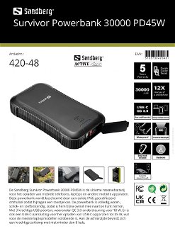 Survivor Powerbank 30000 PD45W opladen mobiele telefoon, mobiele apparaten en laptop - 4