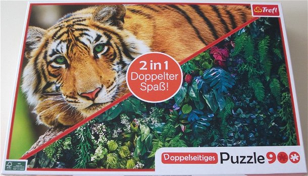 Puzzel *** TIGER & JUNGLE *** 2 x 1000 stukjes 2-in-1 Puzzel - 0