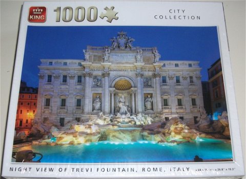 Puzzel *** NIGHT VIEW OF TREVI FOUNTAIN, ROME, ITALY *** 1000 stukjes City Collection *NIEUW* - 0
