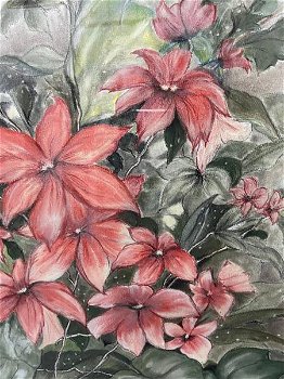 Aquarel -Flowers , schilderij - 7