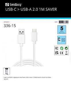 USB-C > USB-A 2.0 1M SAVER Laad USB-C-apparaat vanaf USB-A - 2