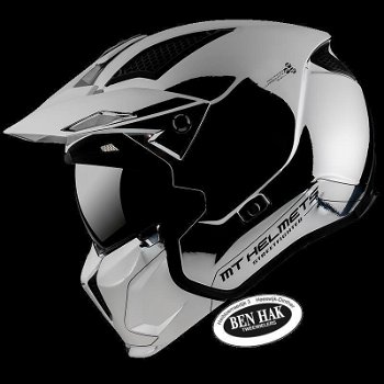 HELM MT STREETFIGHTER MAAT M MOTOR/BROMMER CHROOM NIEUW - 3