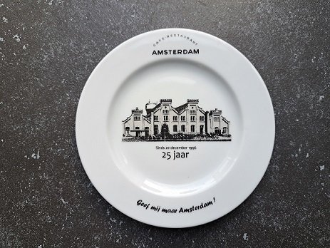 Cafe Restaurant Amsterdam Jubileumbord 25 jaar Gedenkbord - 0