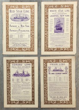 Oude advertenties voor stoomschepen oa White Star Line - 0