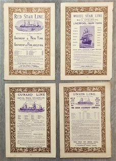 Oude advertenties voor stoomschepen oa White Star Line
