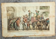 Aquatint 1817 Liberality to infirm beggars on leaving Yvri
