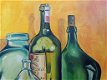 Kleurrijk schilderij met flessen - 3 - Thumbnail