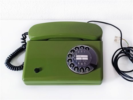 Vintage groene telefoon met draaischijf - 0
