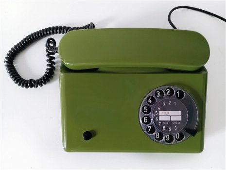 Vintage groene telefoon met draaischijf - 1