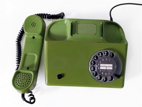 Vintage groene telefoon met draaischijf - 4