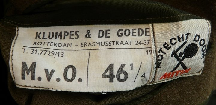 Overjas, Jas, Uniform VT, MvO, Koninklijke Landmacht, maat: 46¼, jaren'50.(Nr.2) - 5