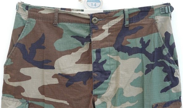 Broek, Trousers Hot Weather Combat, Korps Mariniers, M81 Woodland Camo, maat 6775/7989, jaren'90.(1) - 1