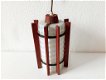 Vintage hanglamp met hout en glas - 1 - Thumbnail