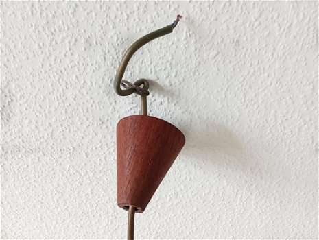 Vintage hanglamp met hout en glas - 2