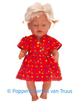 Baby Born 43 cm Overslag jurk setje rood/multi/stippen - 0