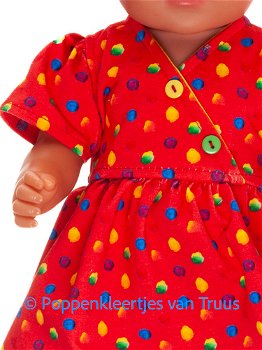 Baby Born 43 cm Overslag jurk setje rood/multi/stippen - 1