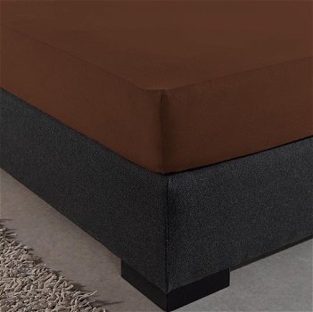 Hoeslaken Dubbel Jersey 190/200 x 220/230 Bruin - 1