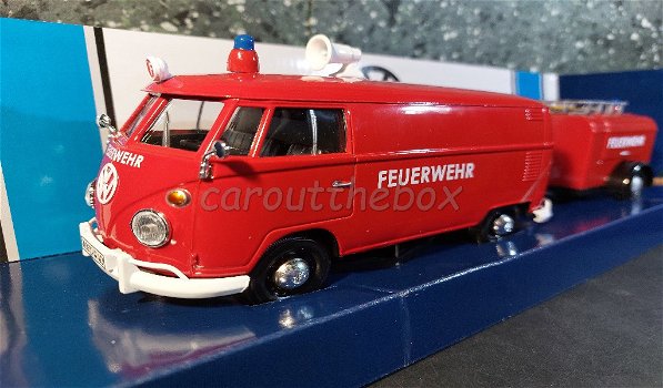 VW Type 2 T1 FEUERWEHR rood 1/24 Motormax Mo057 - 1