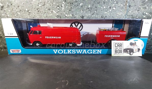 VW Type 2 T1 FEUERWEHR rood 1/24 Motormax Mo057 - 4