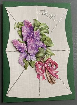 FELICITATIE --- Boeket lila bloemen met een lint - 0