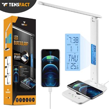 Led bureaulamp met draadloos oplader Tensfact® Wit - 0