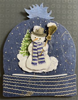 WINTER --- Sneeuwpop op een blauwe muts-kaart - 0