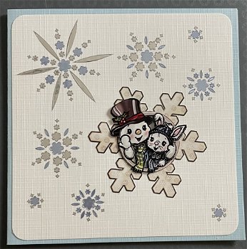 WINTER --- Sneeuwpop en konijn in een sneeuwvlok - 0