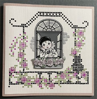 Pierrot bij het venster (vierkante kaart) - 0