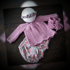 Vintage babystyle newborn kledingset: "Blushing Pink"