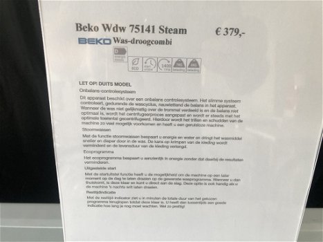 Beko WDW75141 Steam was droog combi - 2