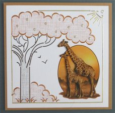 DIEREN --- Giraffe met een jonkie onder de boom