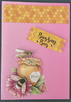 DIEREN --- Bijen bij de honing en roze bloemen - 0
