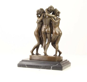 Bronzen beeld ,drie zusjes brons , zus - 3