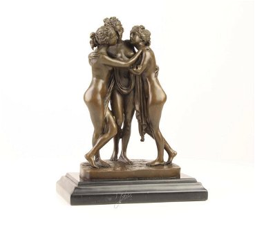 Bronzen beeld ,drie zusjes brons , zus - 6