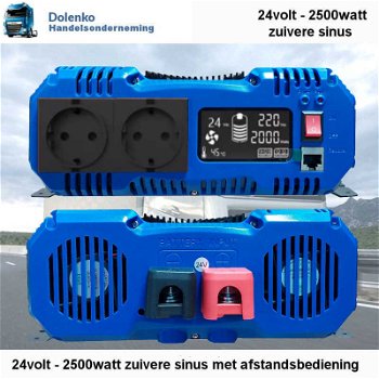 TOP KWALITEIT TRUCK OMVORMER 24V DC NAAR 220V AC - 2500W ZUIVERE SINUS - 1