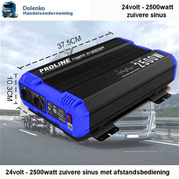 TOP KWALITEIT TRUCK OMVORMER 24V DC NAAR 220V AC - 2500W ZUIVERE SINUS - 3